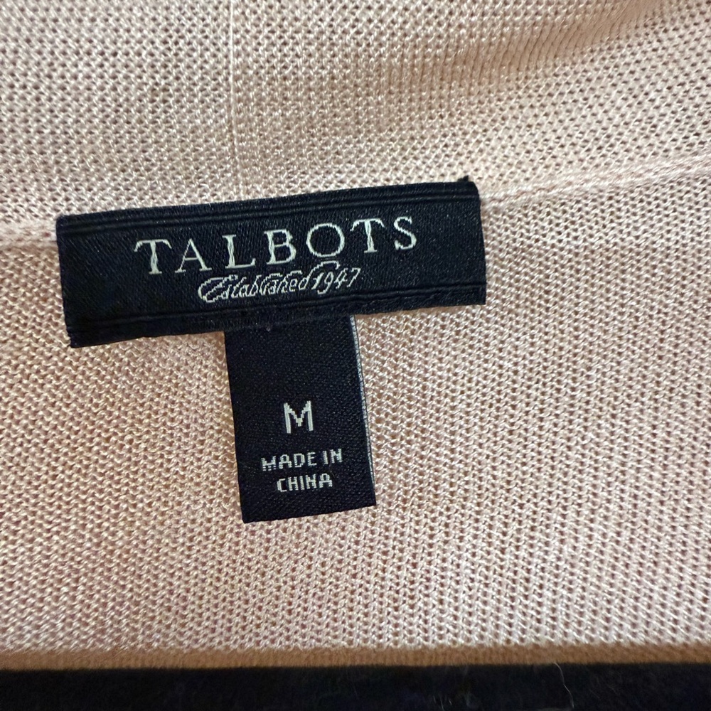 Talbots 100% Silk Cropped Open Cardigan Light Pink Size Medium - Picture 2 of 6